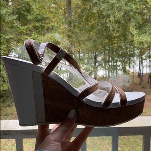 WHITE PRADA WEDGES, SIZE 11